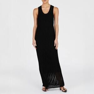 NWT NEW Dissh Hunter Black Crochet Maxi Dress Size L